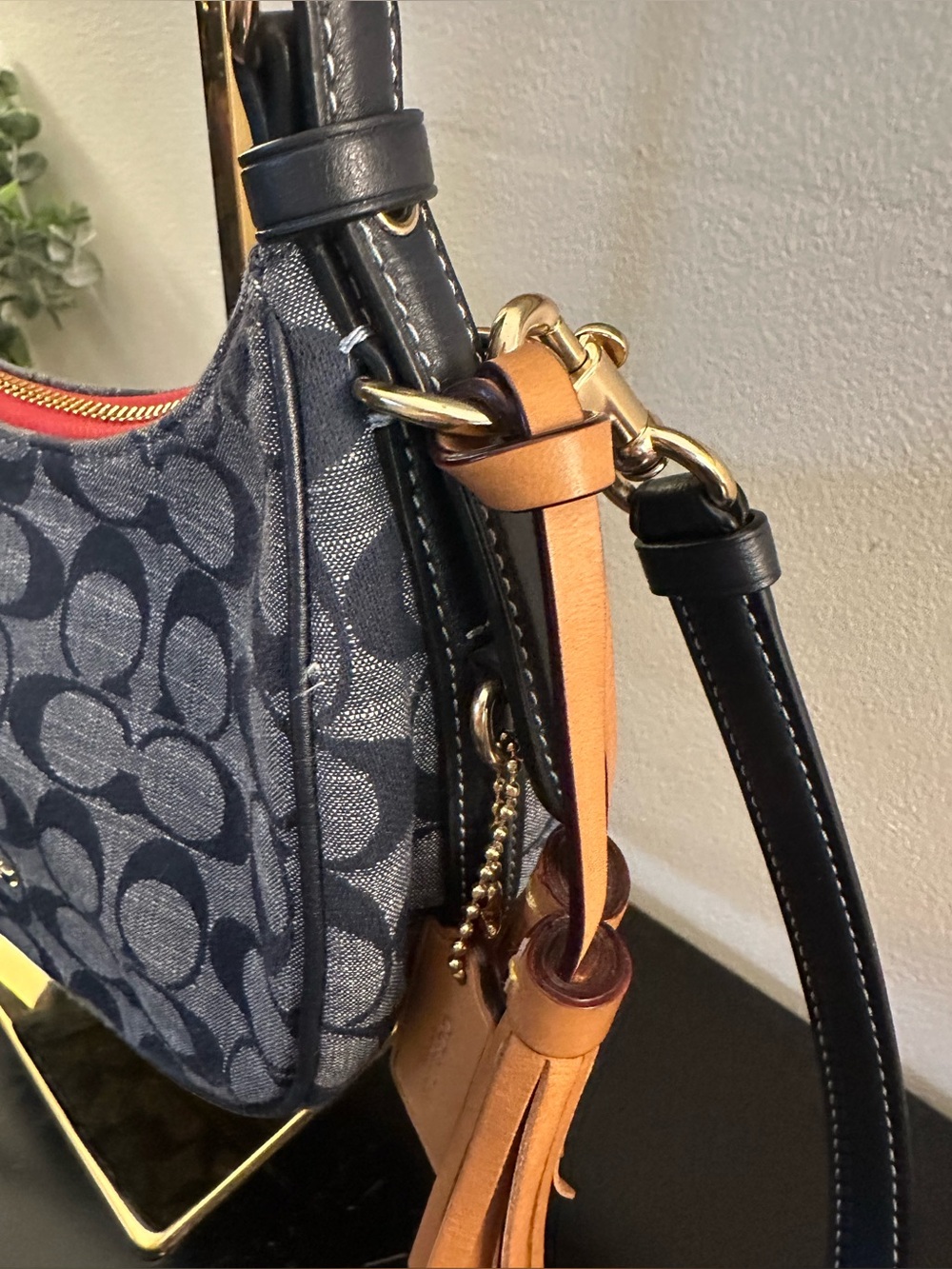 COACH Kleo Denim Hobo Signature Two Way Shoulder Crossbody Bag - Picture 7 of 8